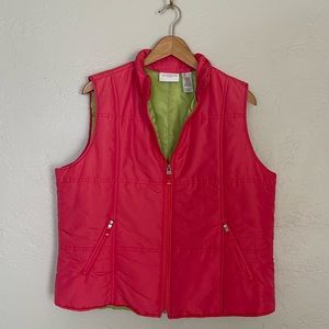 NWOT Liz Claiborne Pink Puffer Vest Size Large Petite